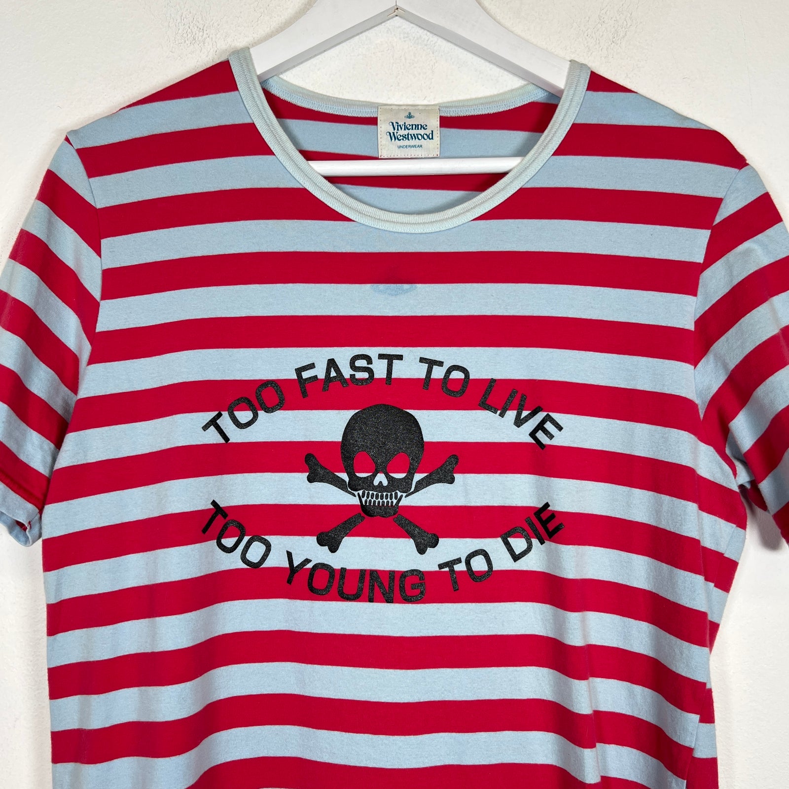 Vivienne Westwood Red/Grey 'Too Fast To Live' T-Shirt Size L