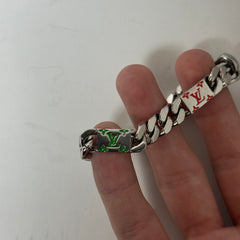 Louis Vuitton Silver Mosaic Bracelet Size 8