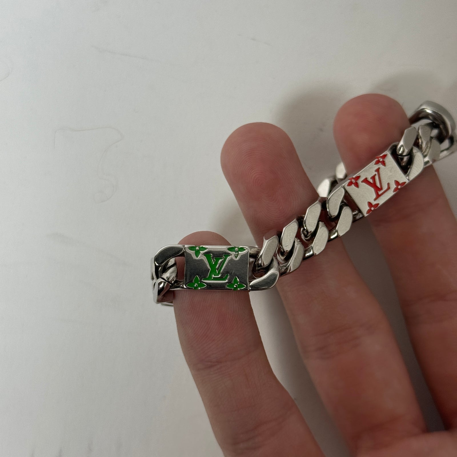 Louis Vuitton Silver Mosaic Bracelet Size 8