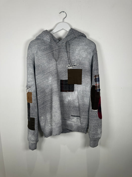 DSQUARED2 Grey Patchwork Hoodie Size S