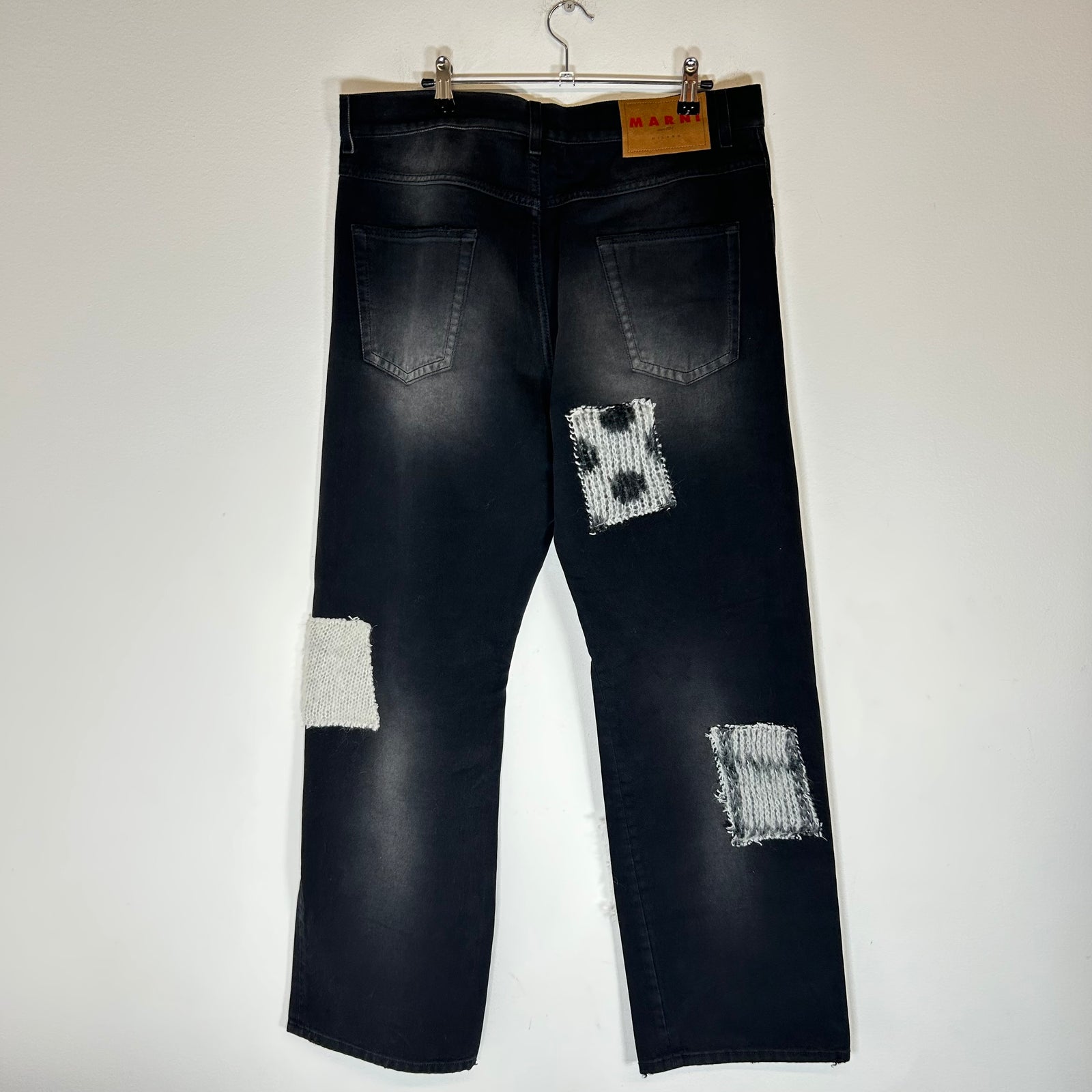 Marni Black Mohair Patchwork Denim Jeans Size 34