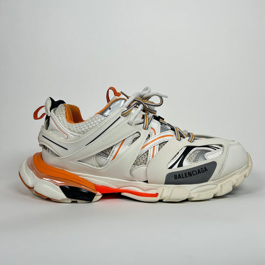 Balenciaga White/Orange Track Sneakers Size 45