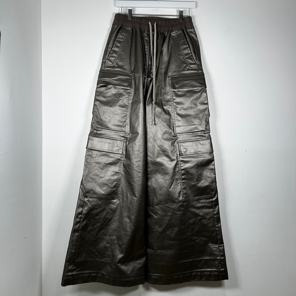 Rick Owens Silver Wide Leg Cargo Bela Pants Size 46