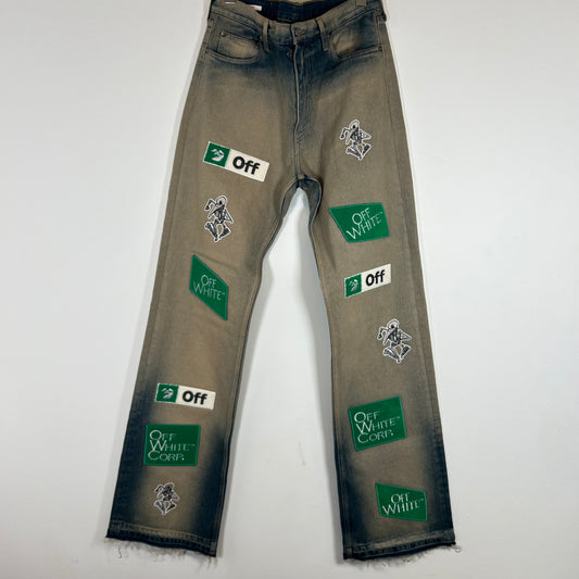 Off-White Diag Multi-Logo Washed Jeans Size 32