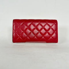 Chanel Red Quilted Lambskin Long Wallet