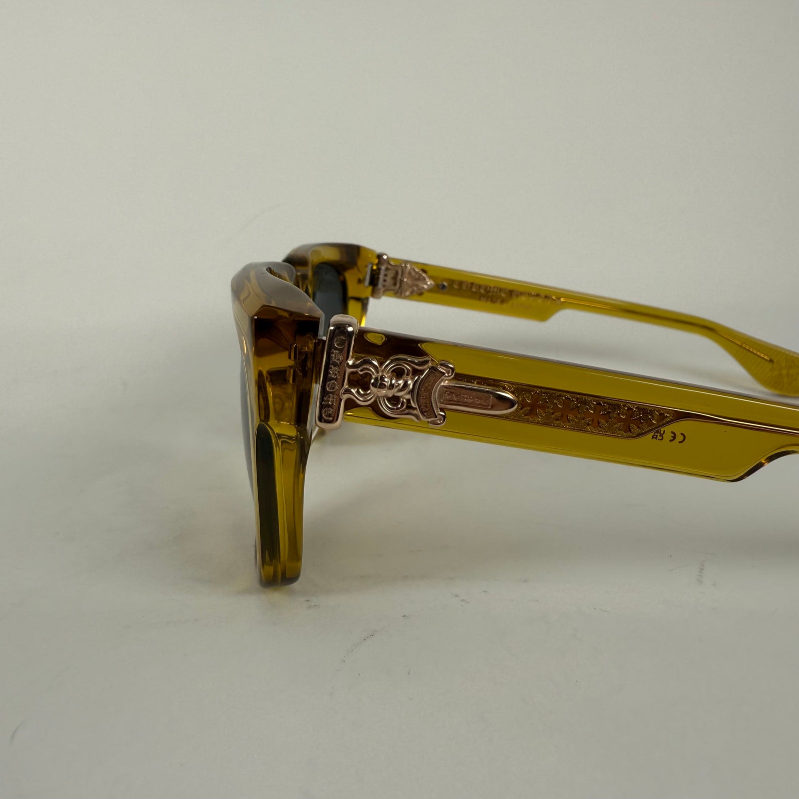 Chrome Hearts Yellow 18k Gold Box Officer Sunglasses