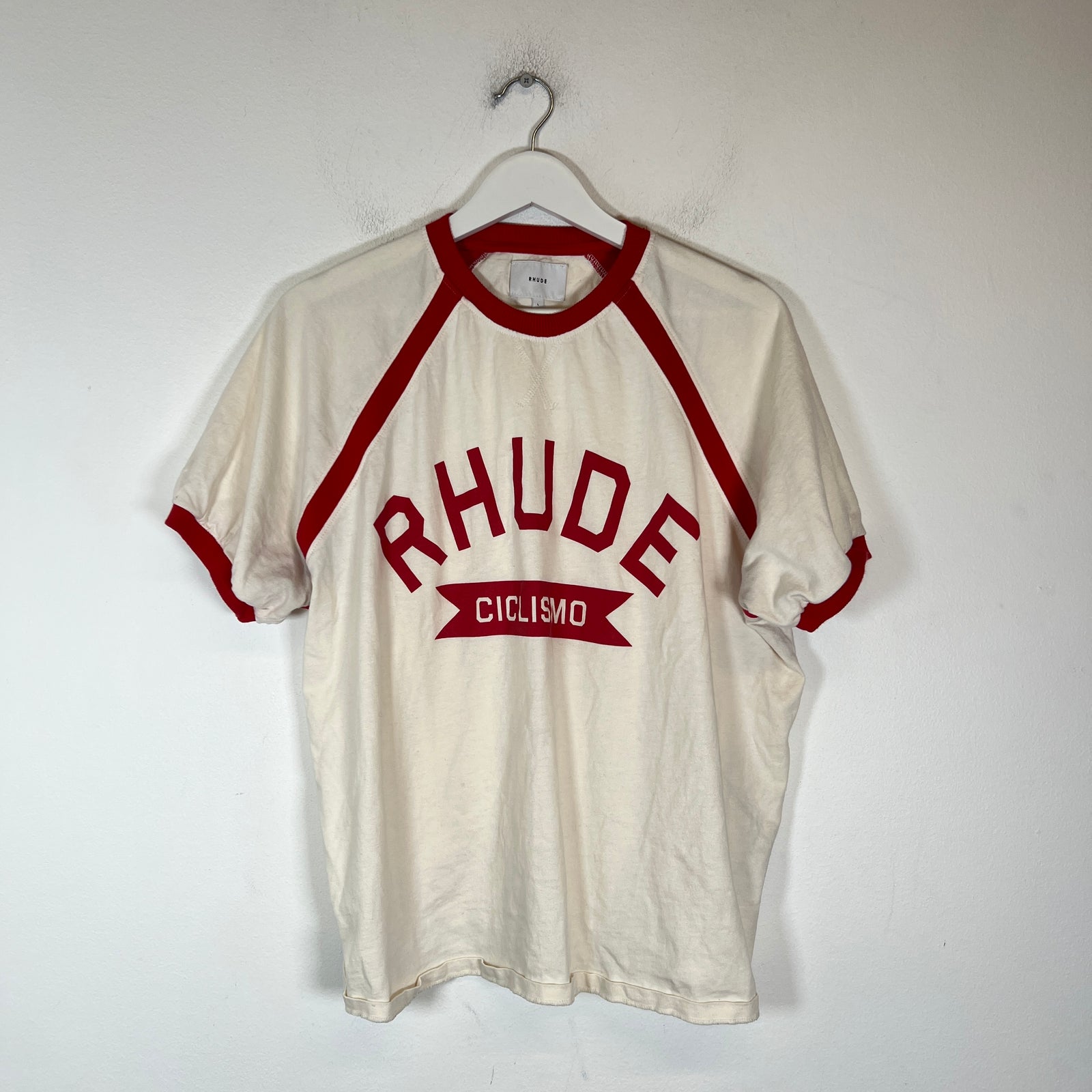 Rhude Red/Cream Ciclismo Raglan Tee Size L