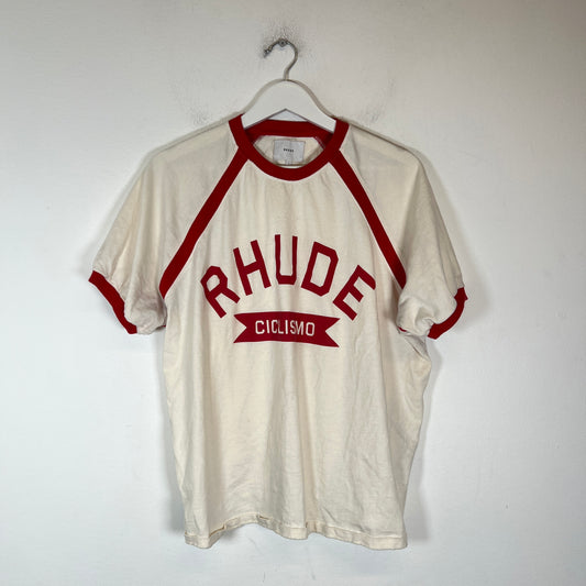 Rhude Red/Cream Ciclismo Raglan Tee Size L