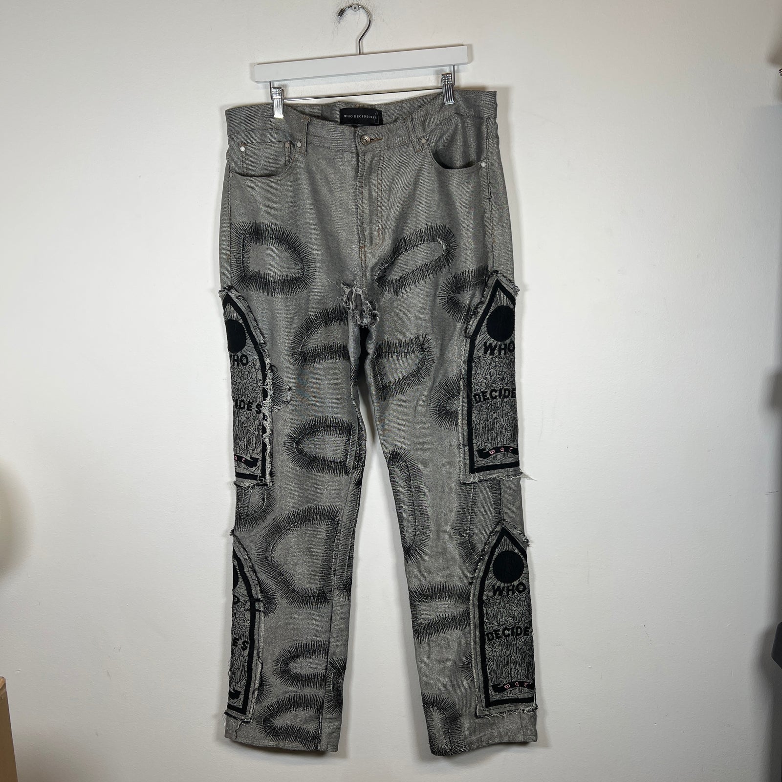 Who Decides War Silver/Black Denim Size 38