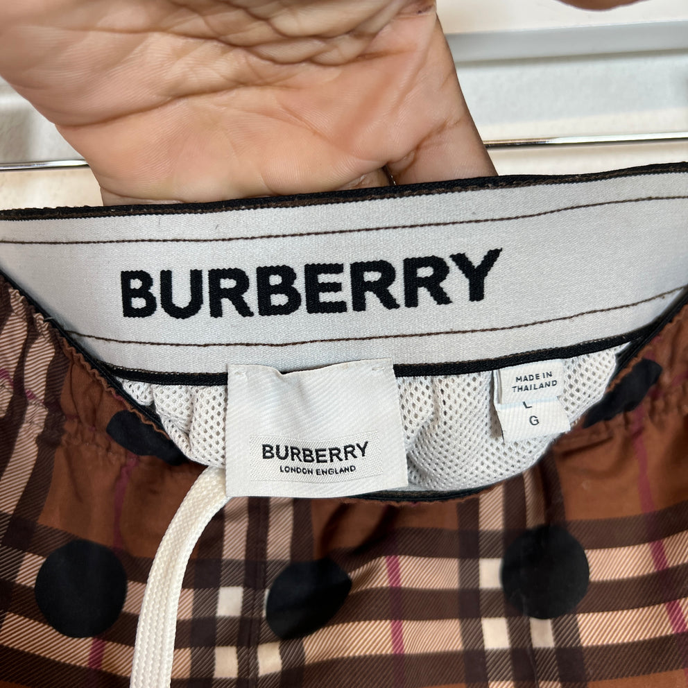 Burberry Brown Polka Dot Swim Shorts Size L