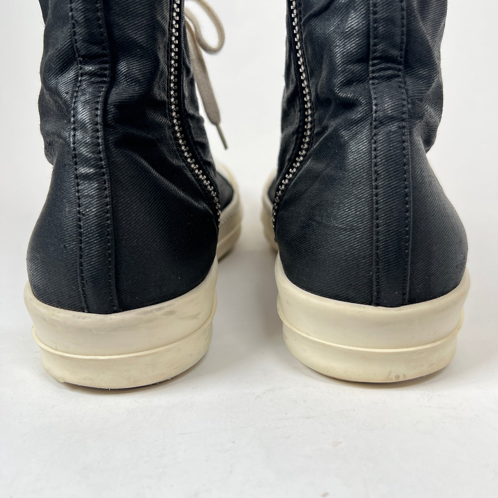 Rick Owens Drkshdw Black Waxed High-Top Ramones Size 42