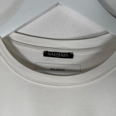 Balmain Logo Graphic White T-Shirt Size M