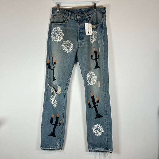 Denim Tear x Virgil Abloh Lightwash “Message In A Tear” Wreath Jeans Size 33