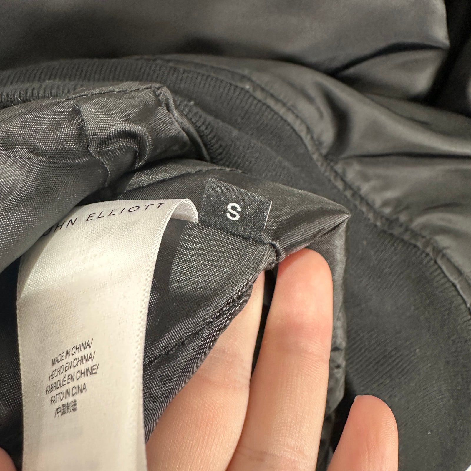 John Elliott Black Nylon Bomber Jacket Size S