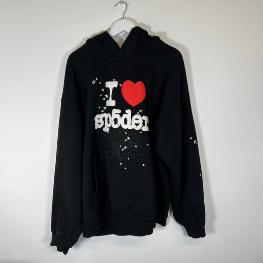 Sp5der Black I Heart SP5 Hoodie Sz XXL