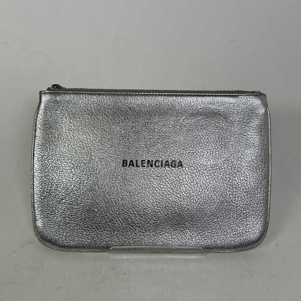 Balenciaga Silver Everyday Clutch Pouch