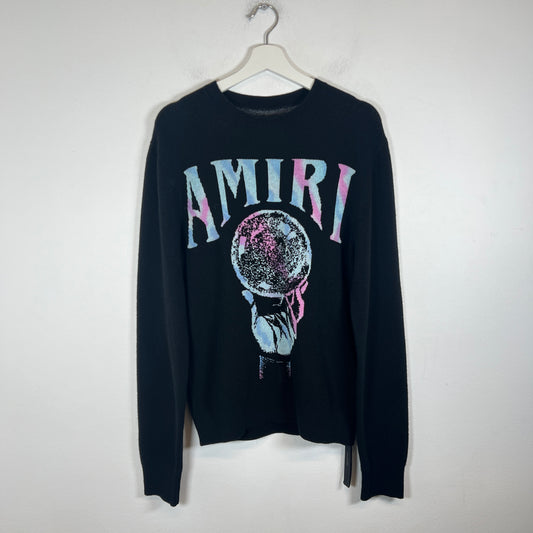 Amiri Black Cashmere Crystal Ball Sweater Size S