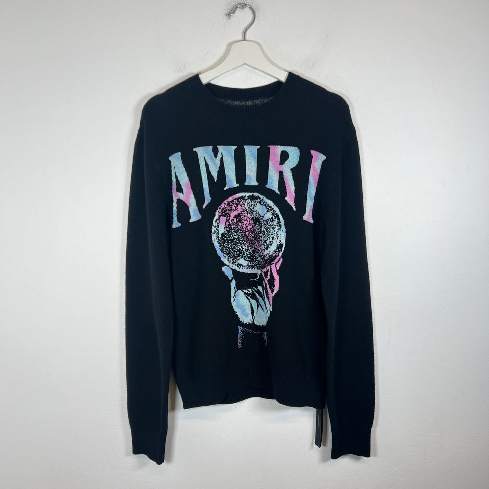 Amiri Black Cashmere Crystal Ball Sweater Size S