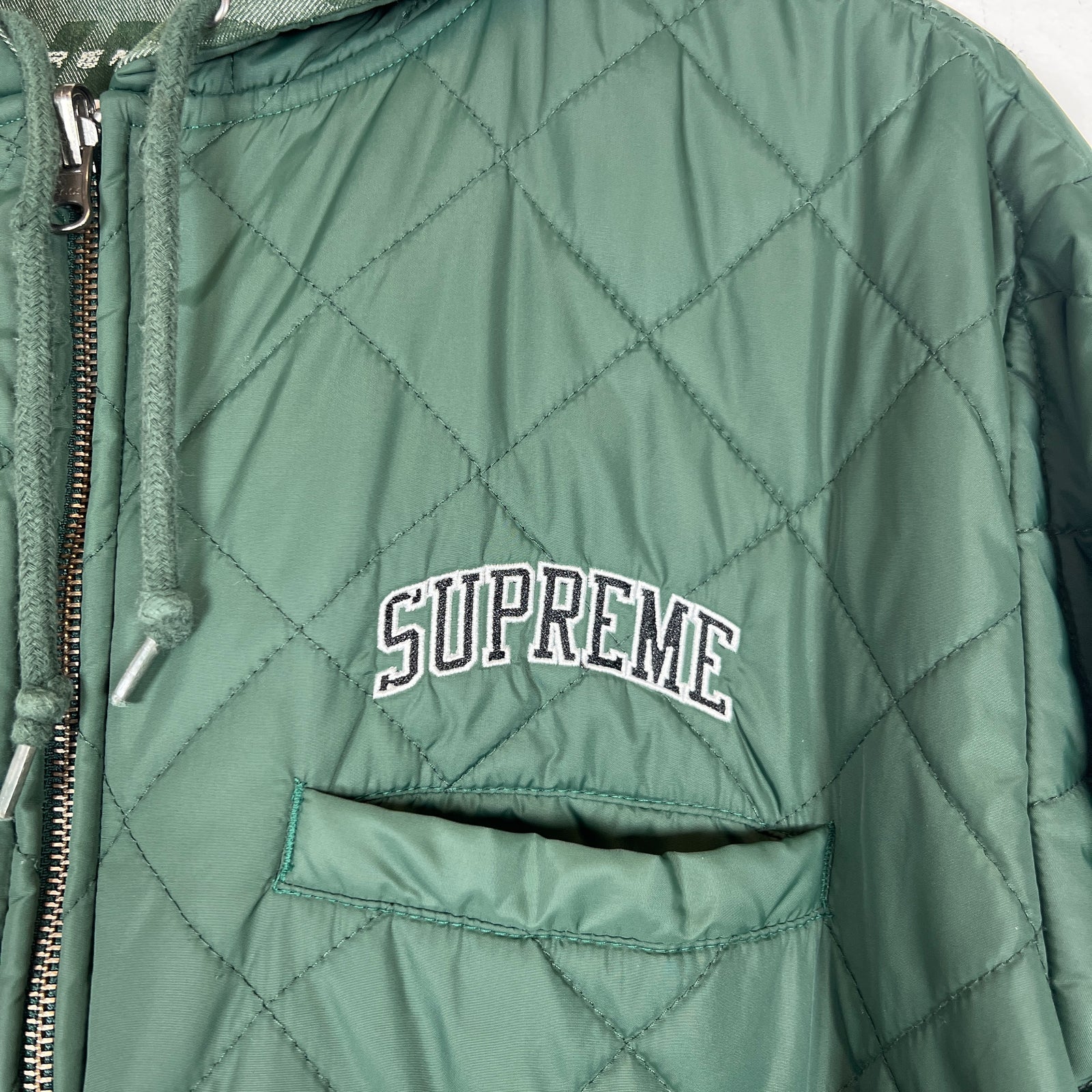 Supreme Green Reversible Dimensions Logo Denim Work Jacket Size S