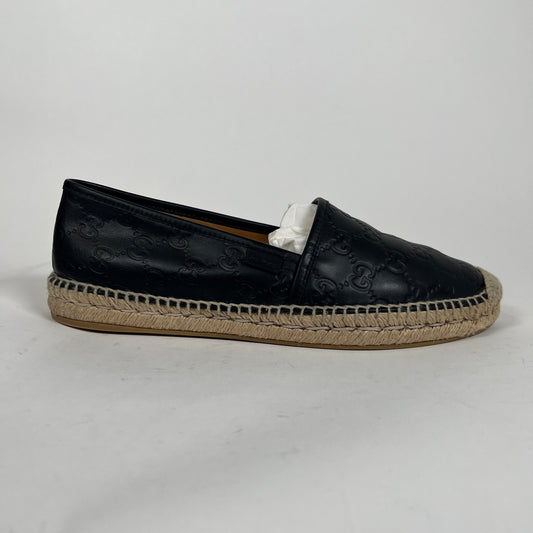 Gucci Espardrilles Black GG Flats Size 41