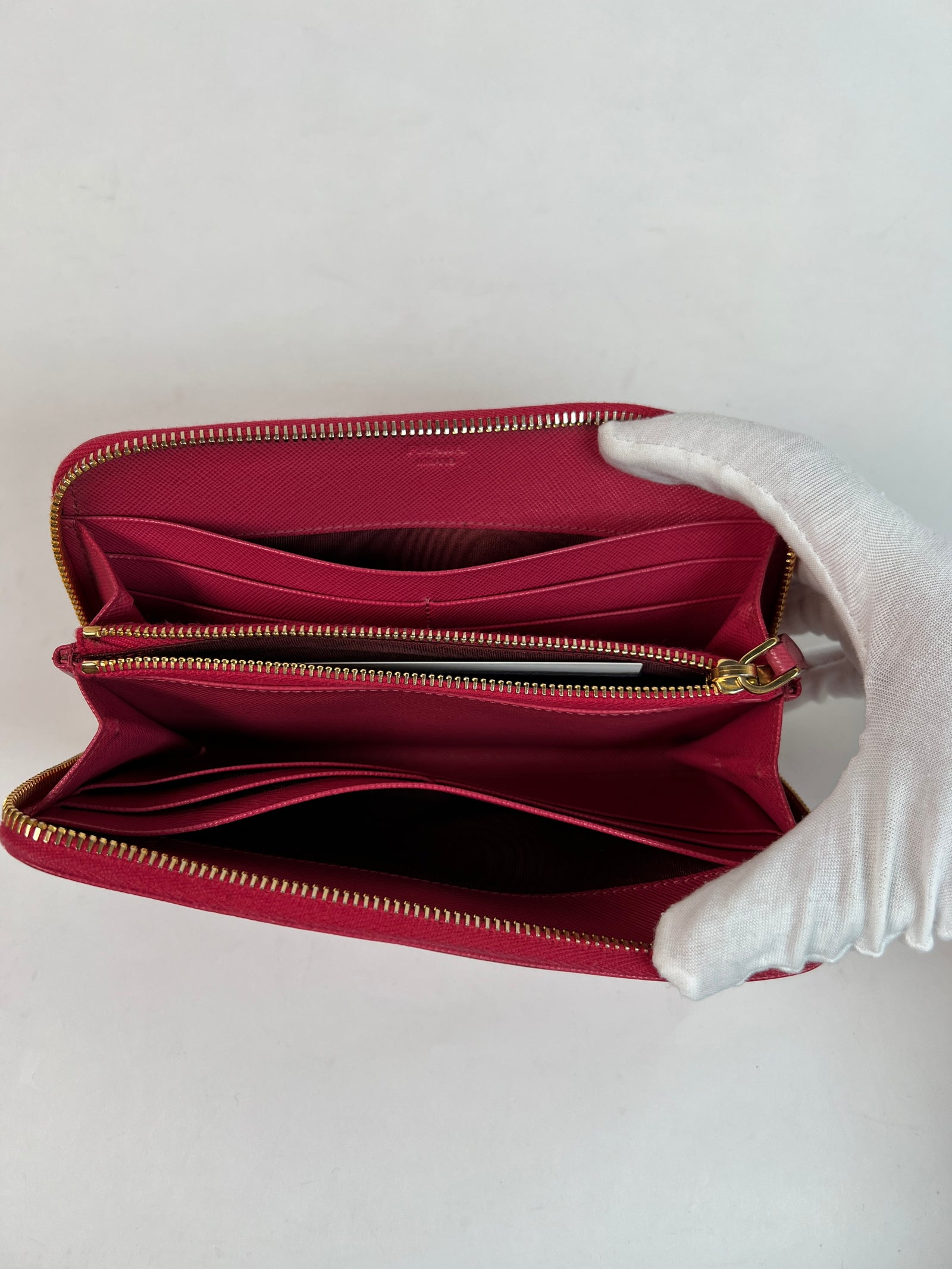 Prada Pink Saffiano Leather Wallet