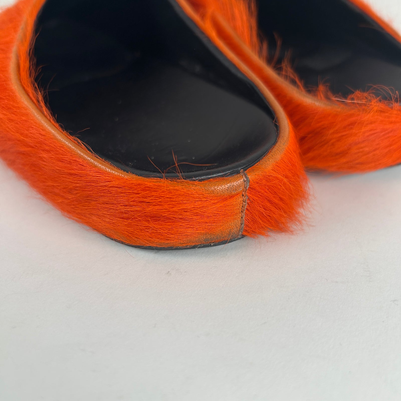 Marni Orange Fuzzy Slip On Slides Size 9