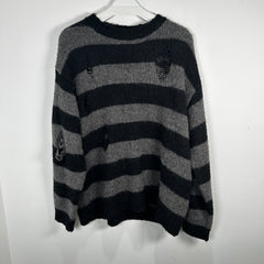 Number (N)ine Striped Black/Grey Distressed Sweater Size 3