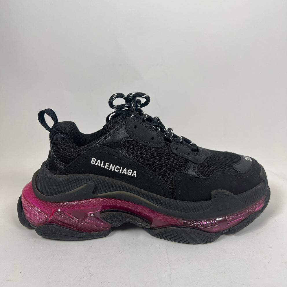 Balenciaga Black/Pink Triple S Sneaker Size 38