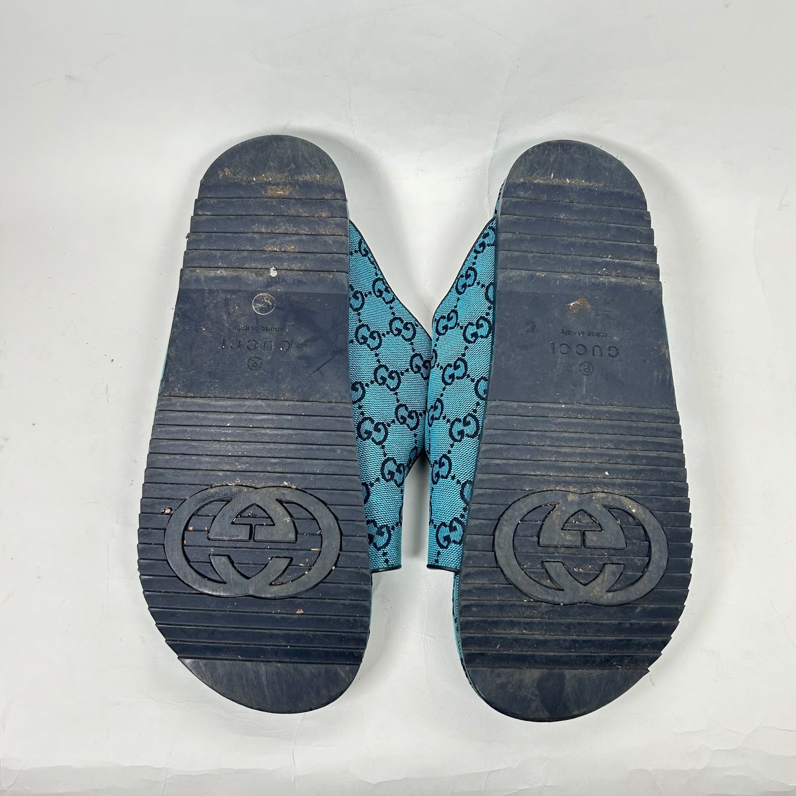 Gucci Blue Monogram Sandals Size 11