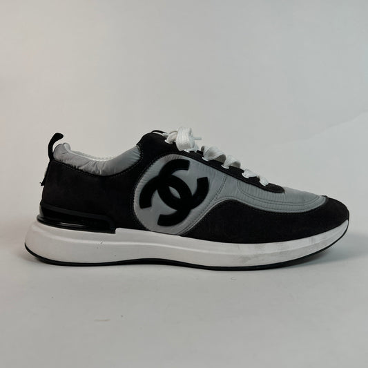 Chanel Dark Grey Suede Calfskin Sneaker Sz 43