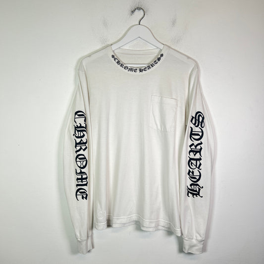 Chrome Hearts White Neck Logo Script Longsleeve Size M