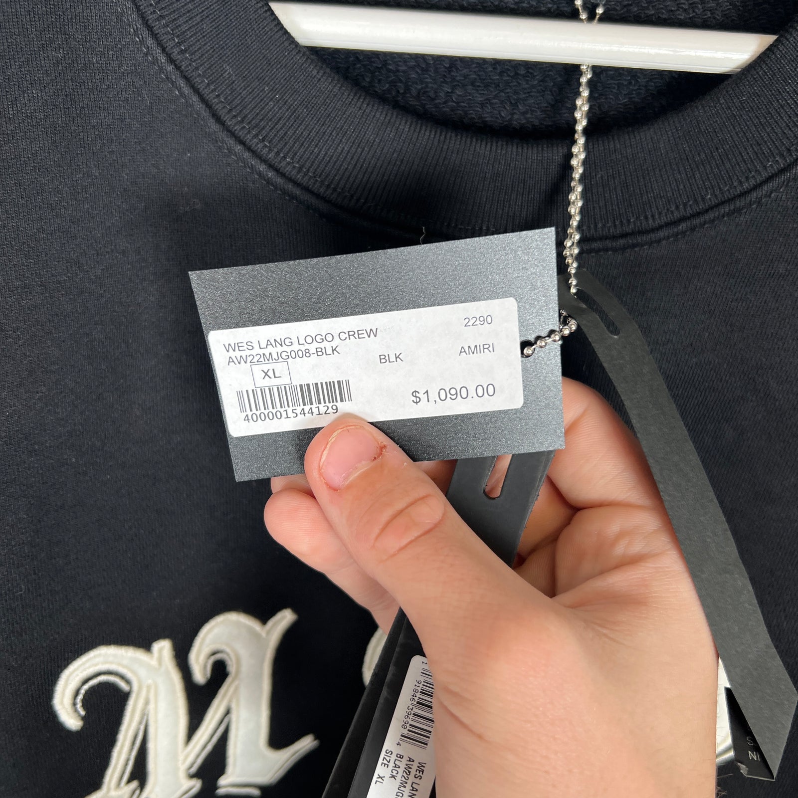 Amiri x Wes Lang Black Curve Logo Crewneck Size XL