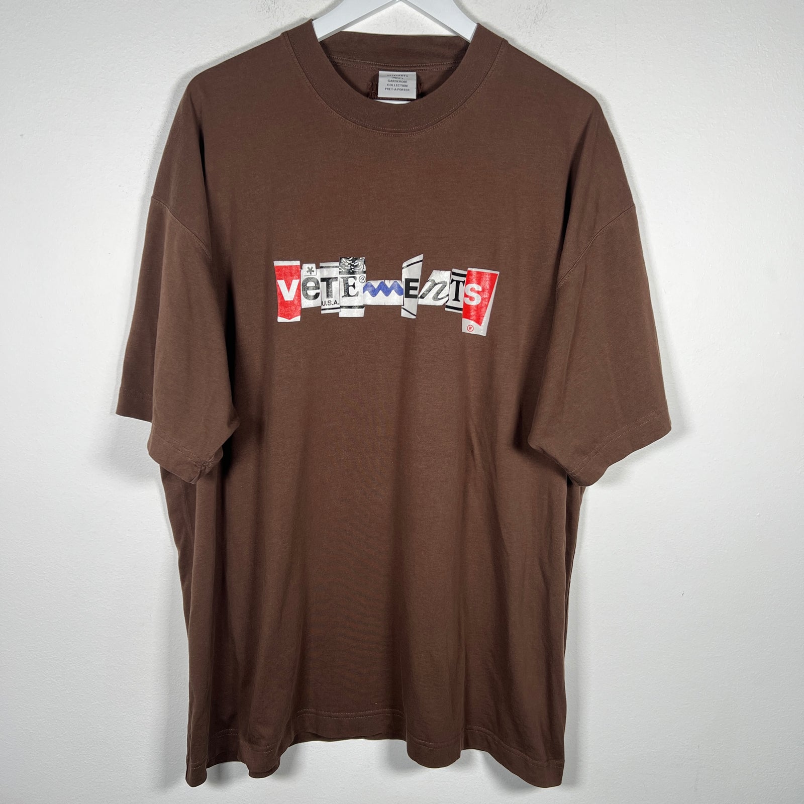 Vetements Brown Mixed Logo Tee Size L