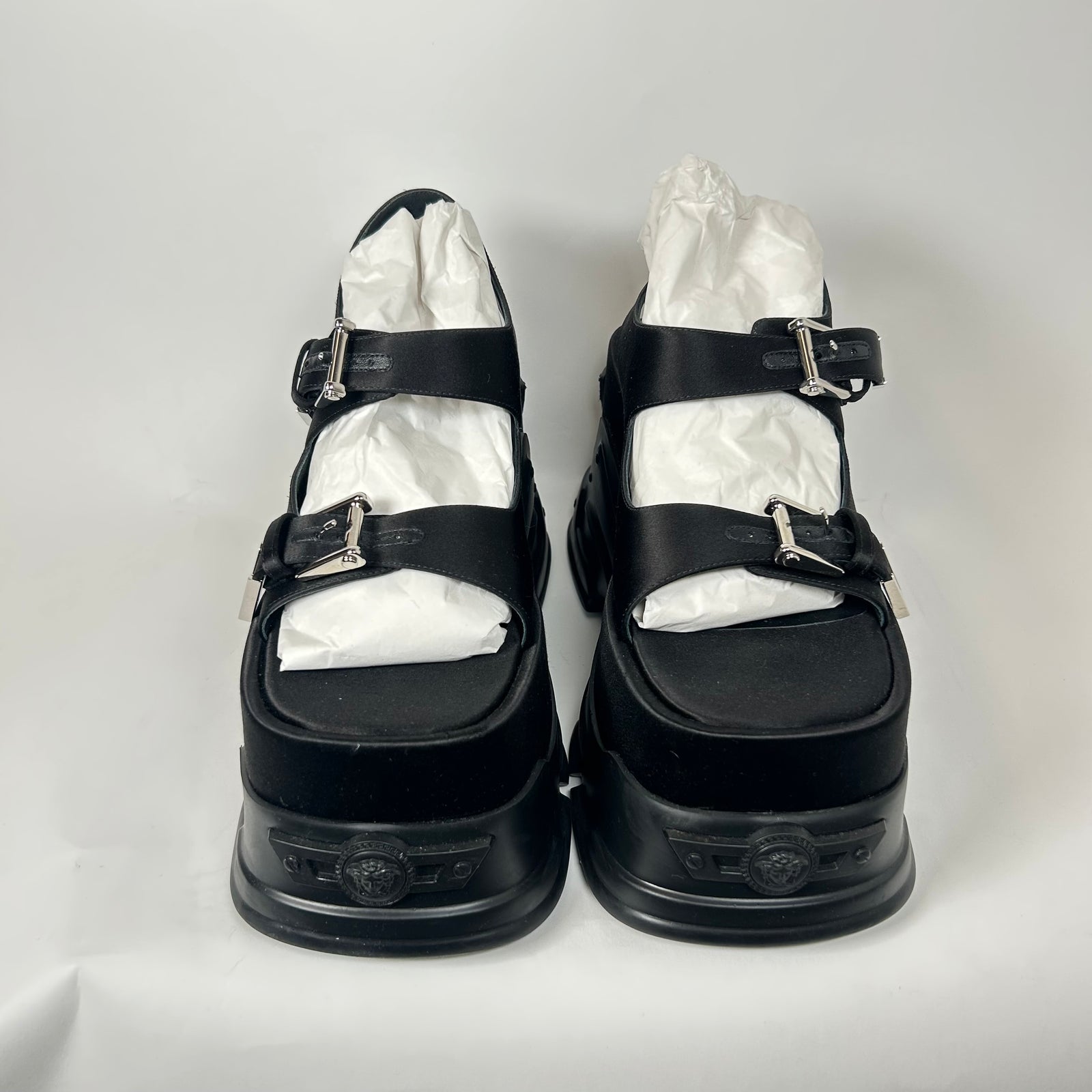 Versace Black Medusa Anthem Platform Sandals Size 40