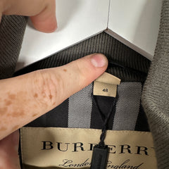 Burberry Dark Steel Leather Bomber Jacket Size 48