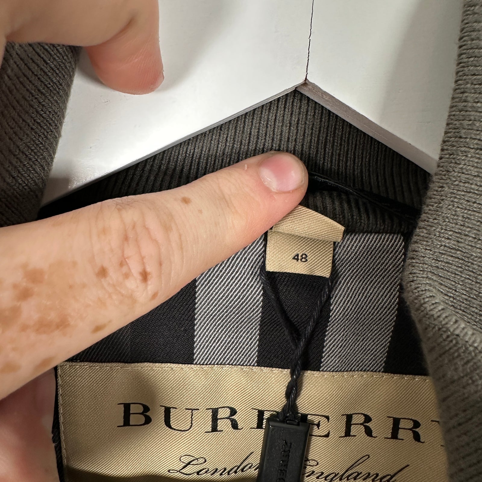 Burberry Dark Steel Leather Bomber Jacket Size 48