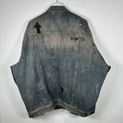 Balenciaga Denim 'Rhinestone Scribble' Jacket Size 2