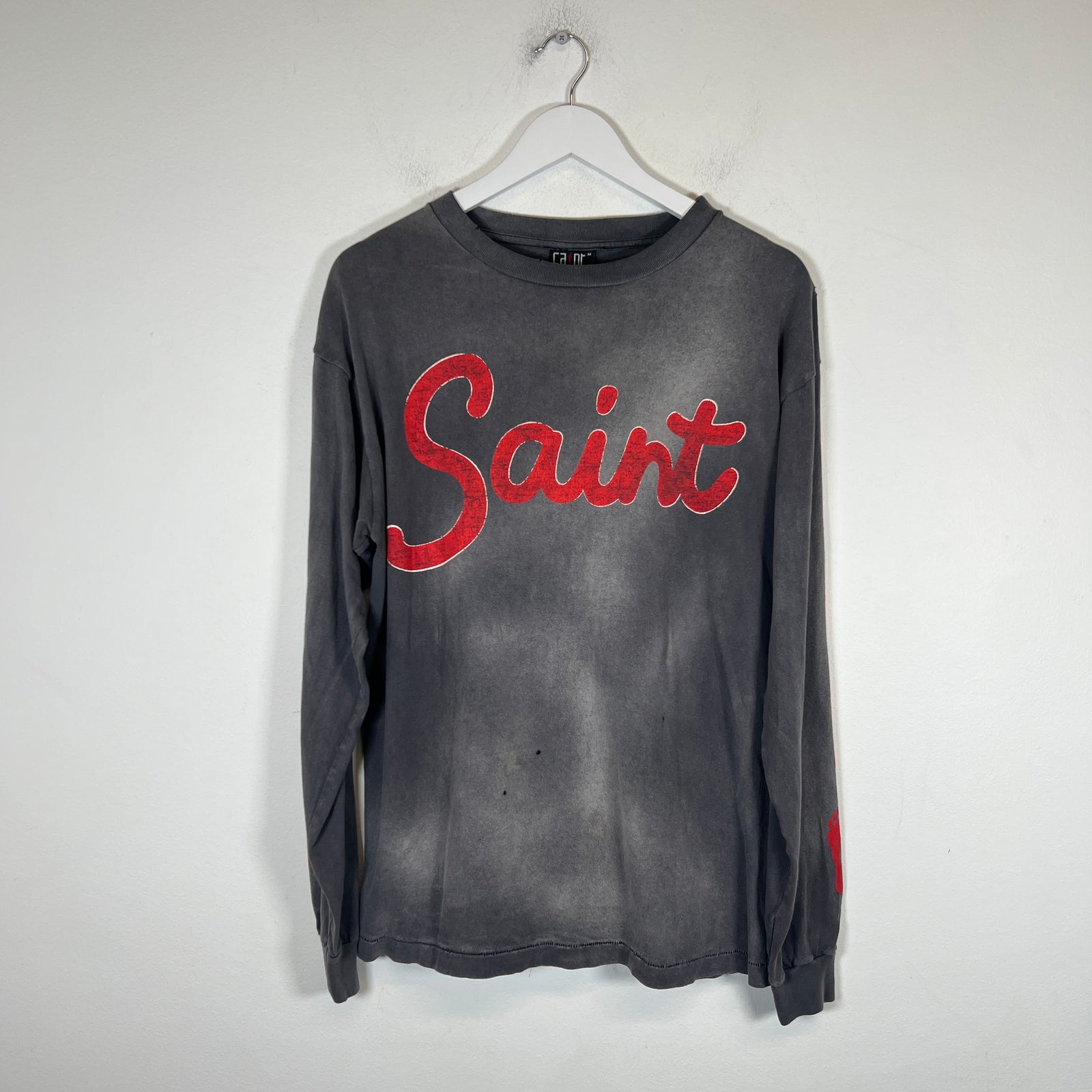 Saint Michael Grey/Red Foot Print Long Sleeve Size M