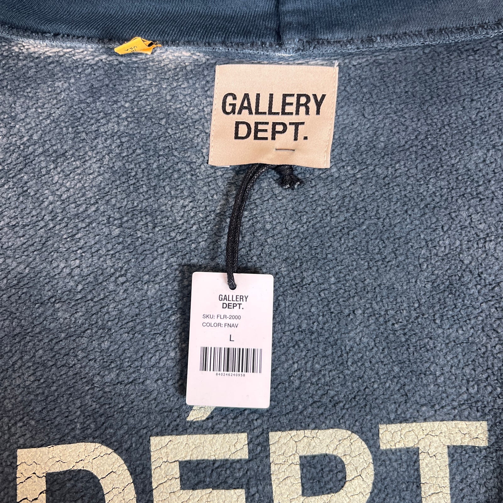 Gallery Dept Navy Reversible Logo Hoodie Size L