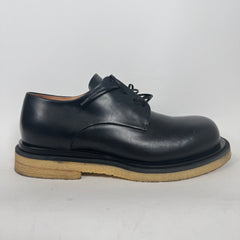 Bottega Veneta Black Leather Crepe Sole Derby Size 44