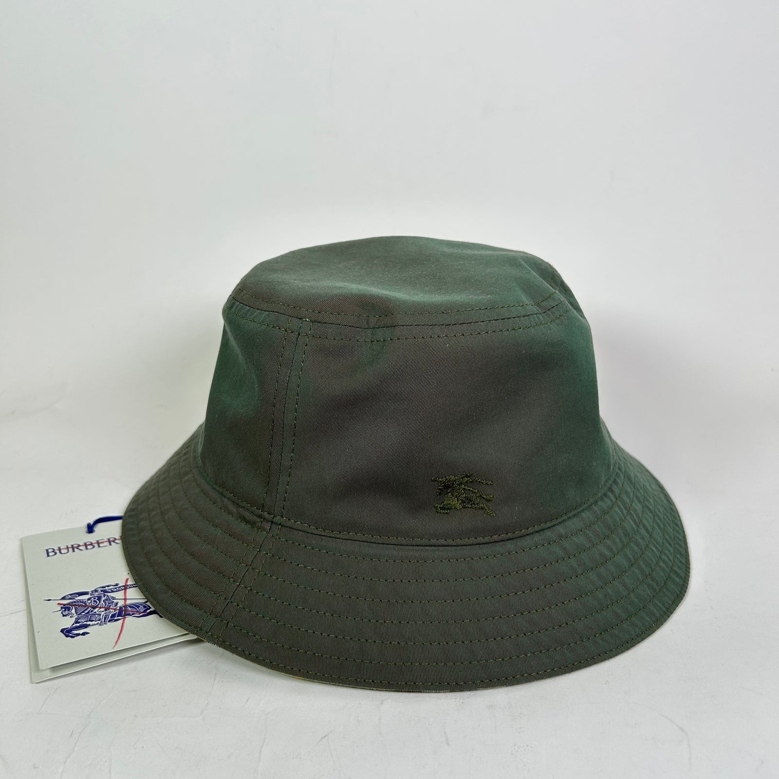 Burberry Antique Green Reversible Check Bucket Hat Size L