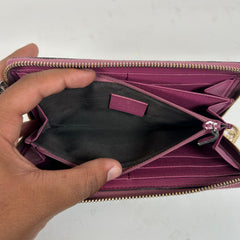 Gucci Pink GG Supreme Zip Around Wallet