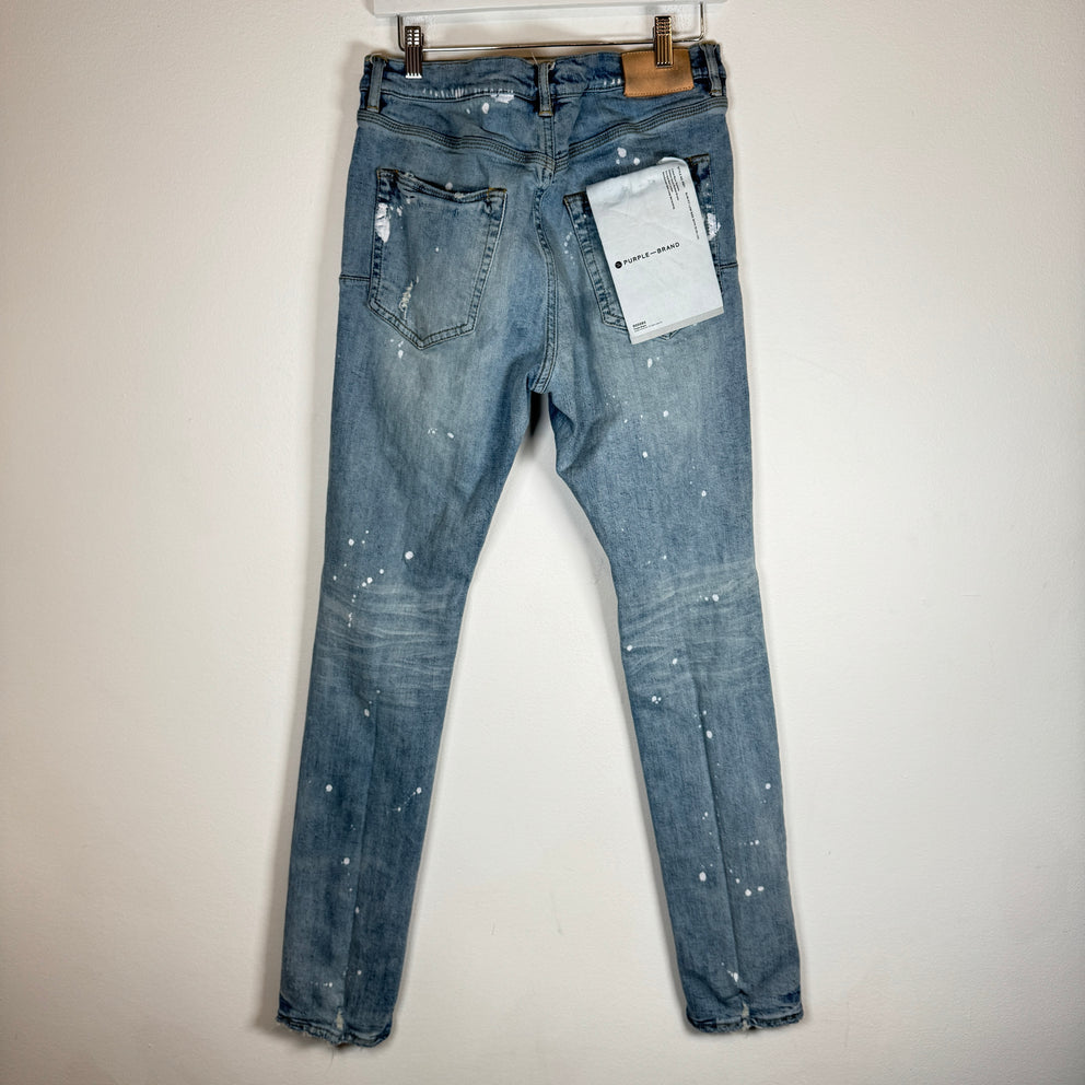 Purple Lightwash Paint Splatter Jeans Size 34