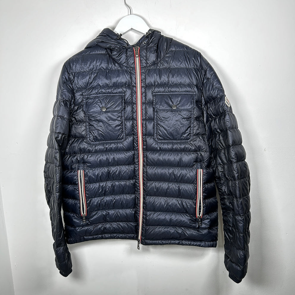 Moncler Navy Douret Hooded Nylon Down Jacket Size 5