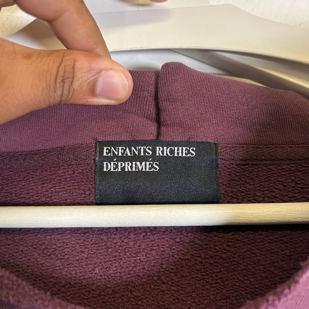 Enfants Riches Deprimes Mud Red Classic Logo Distressed Hoodie Size M