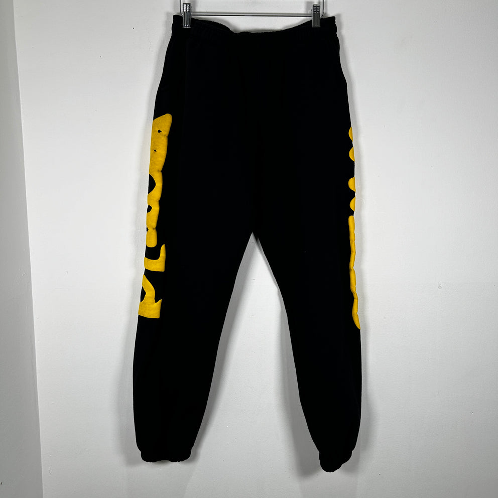 Sp5der Black/Yellow Beluga Sweatpants Size M