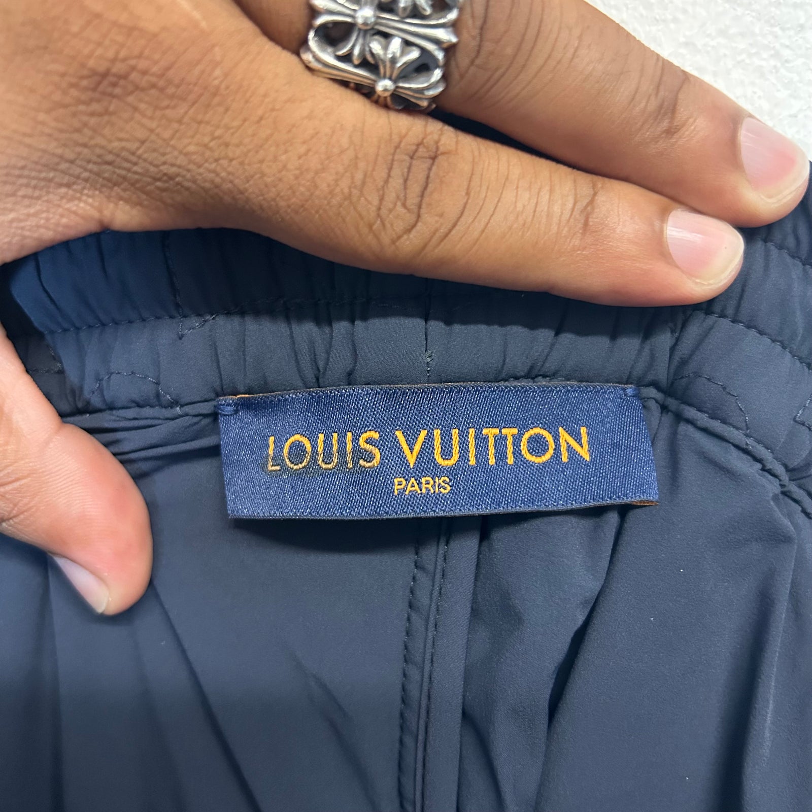 Louis Vuitton Navy Flower Monogram Quilted Trackpants Size 46