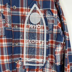 Who Decides Orange/Blue 'Stained Glass' Flannel Size L