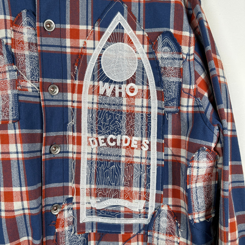 Who Decides Orange/Blue 'Stained Glass' Flannel Size L