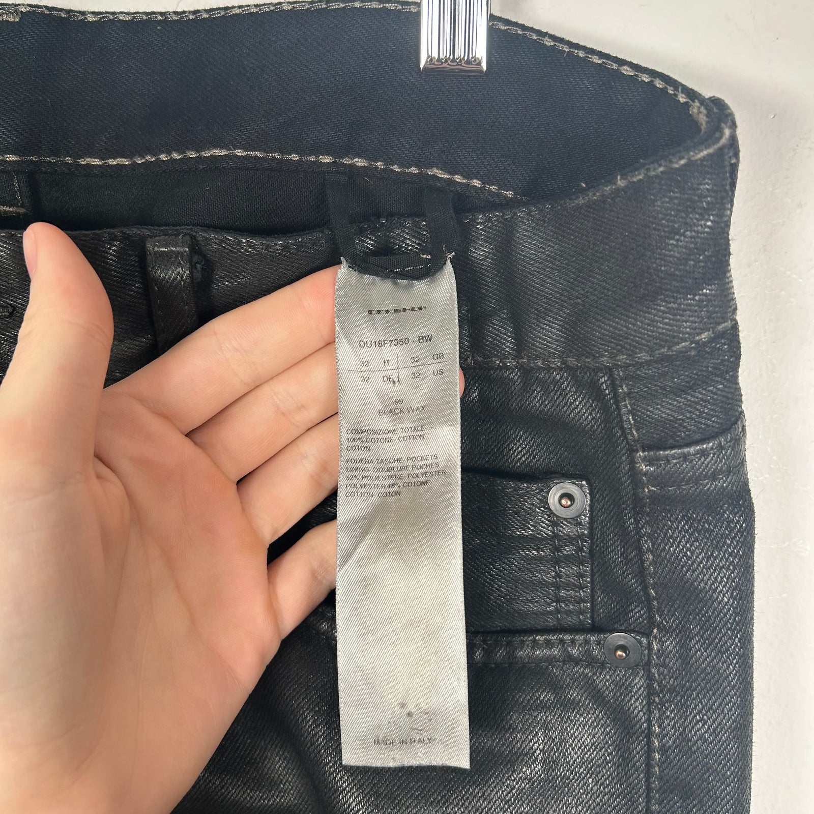 Rick Owens Waxed Detroit Cut Jeans Size 32